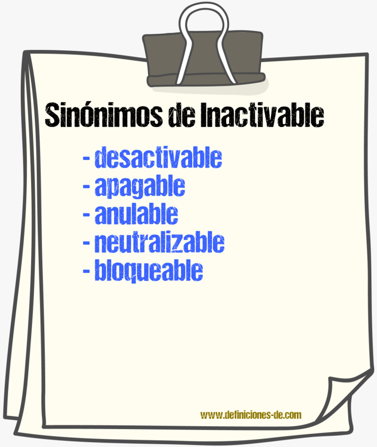 Sinónimos de inactivable