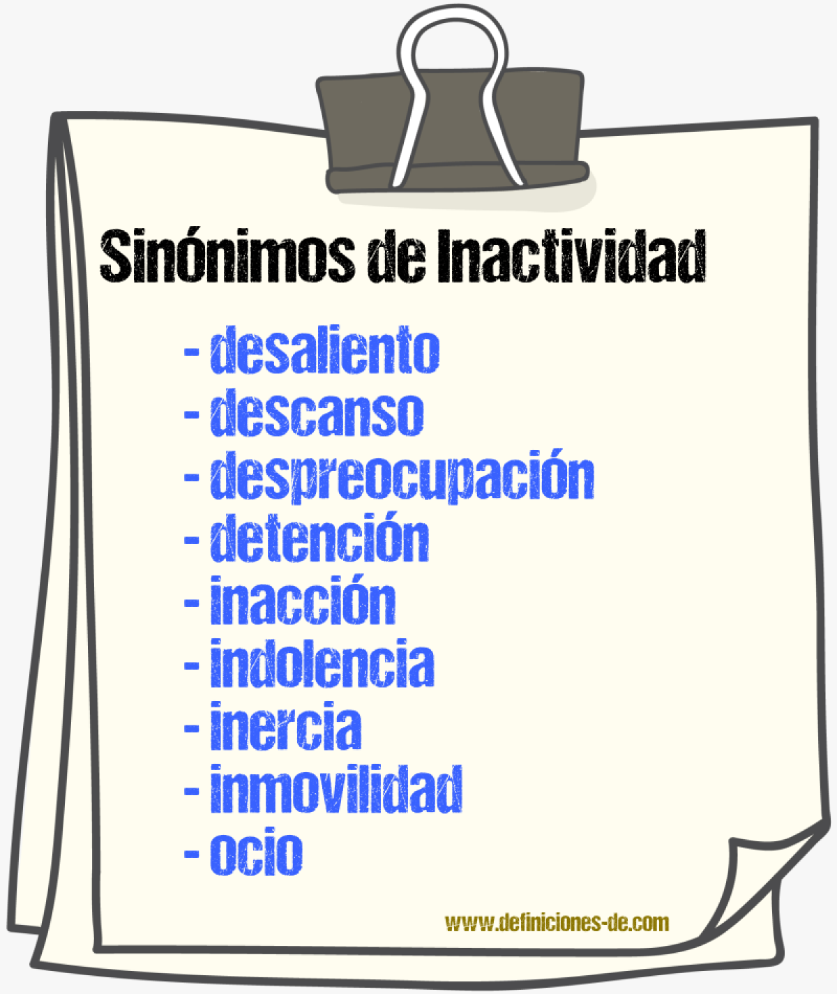 Sinnimos de inactividad