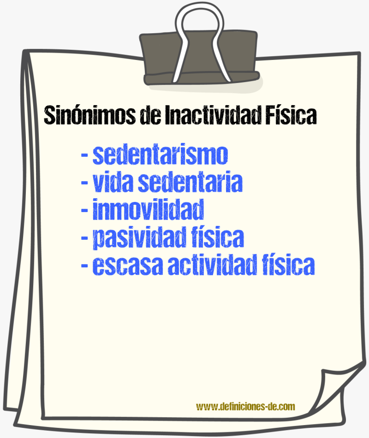 Sinónimos de inactividad física