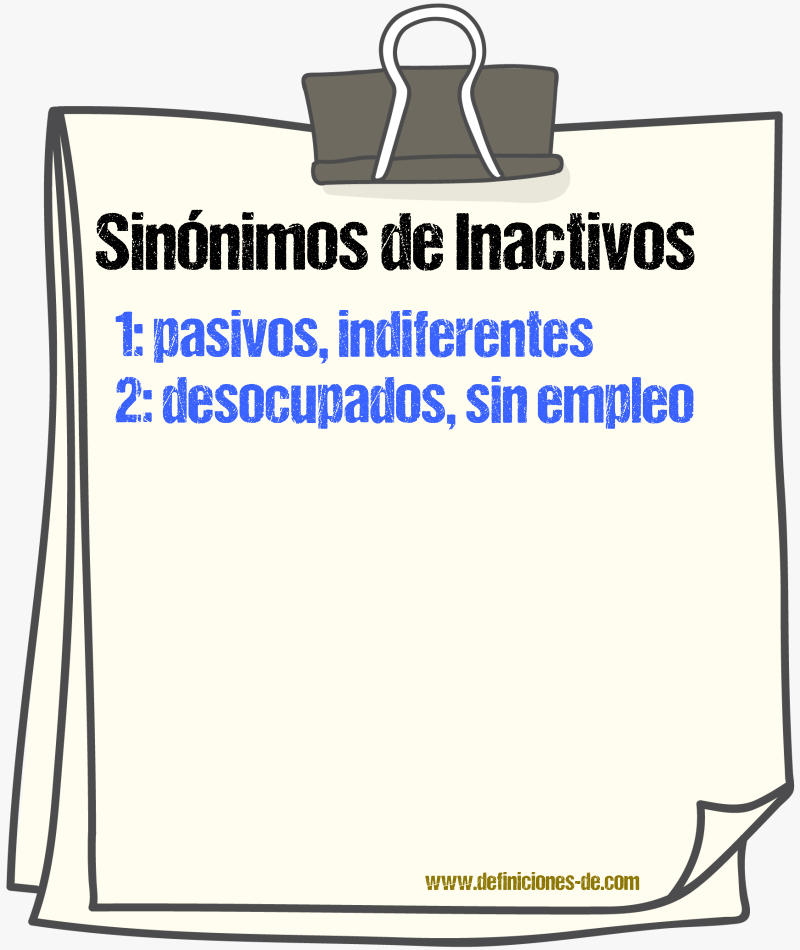Sinónimos de inactivos