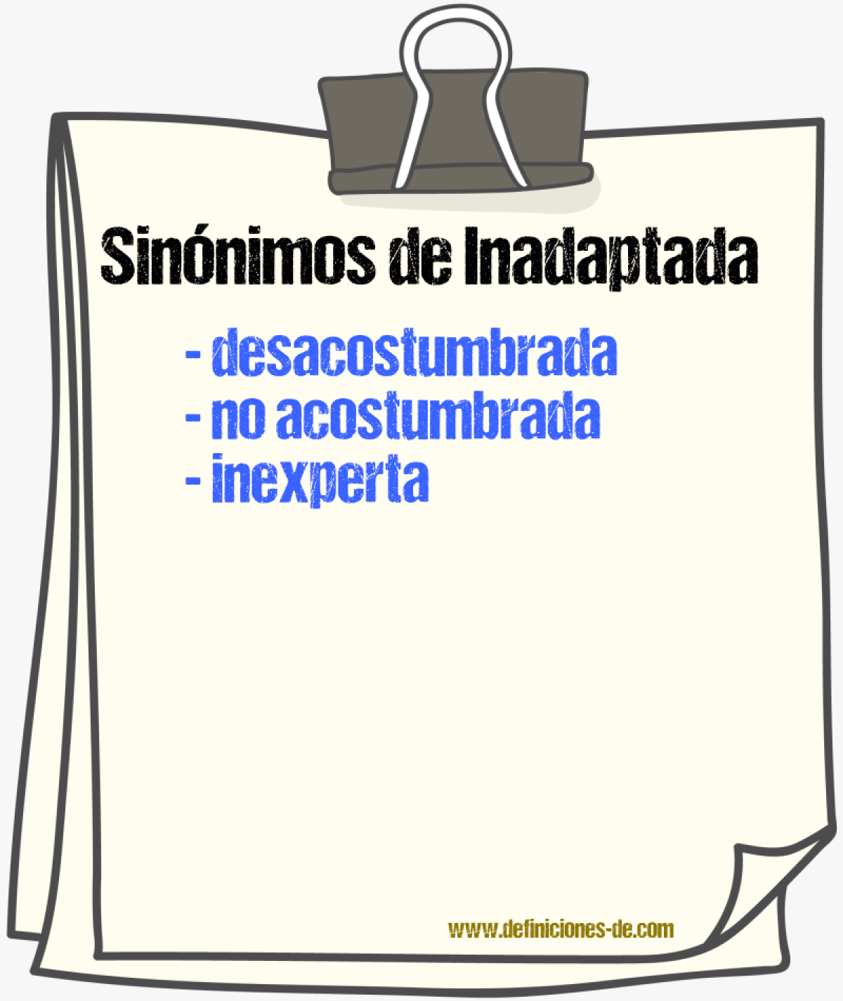 Sinónimos de inadaptada