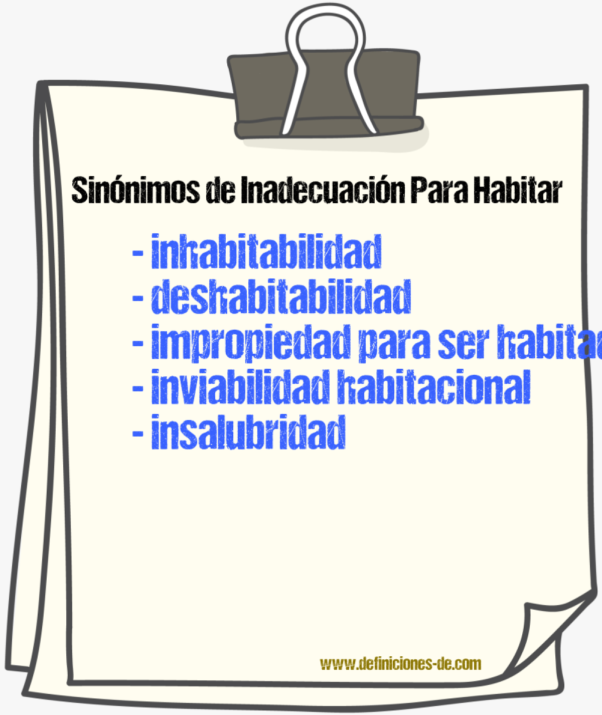 Sinónimos de inadecuación para habitar