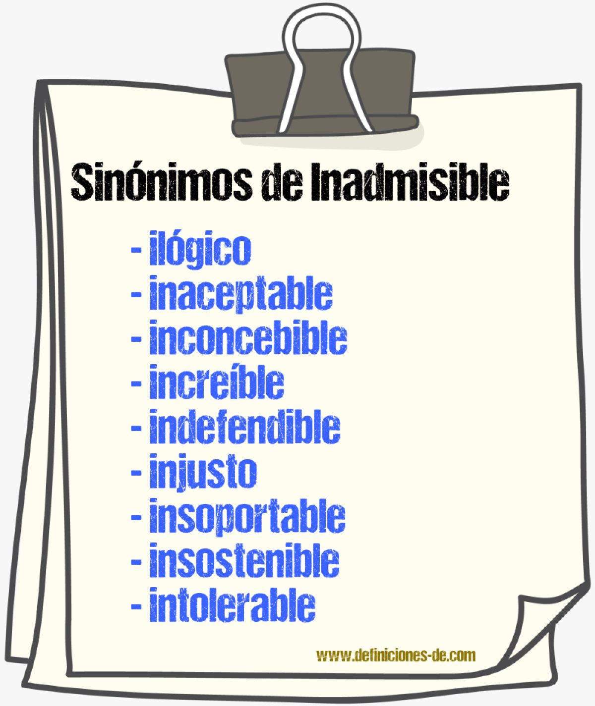 Sinnimos de inadmisible