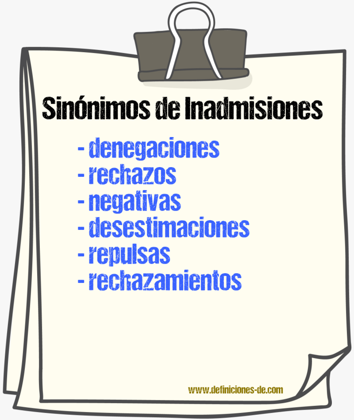 Sinónimos de inadmisiones