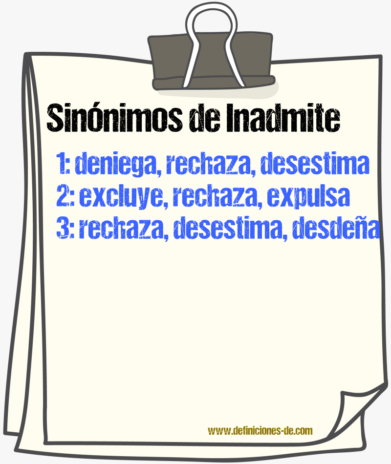 Sinónimos de inadmite