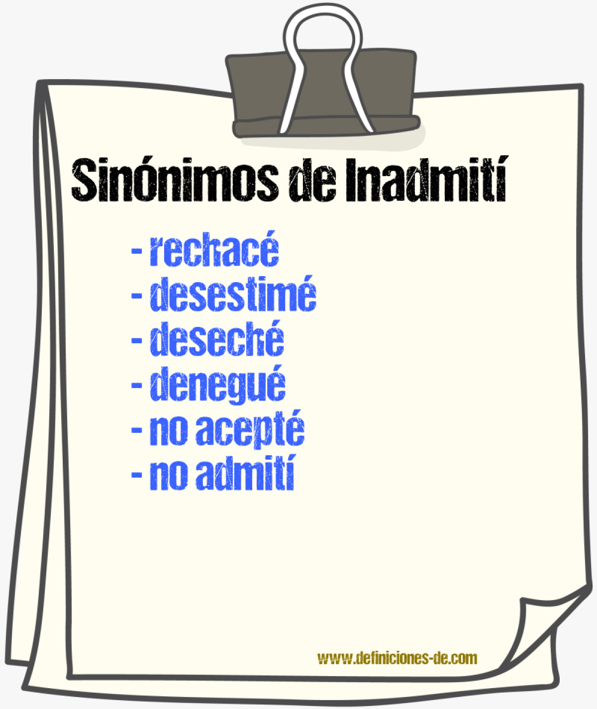 Sinónimos de inadmití