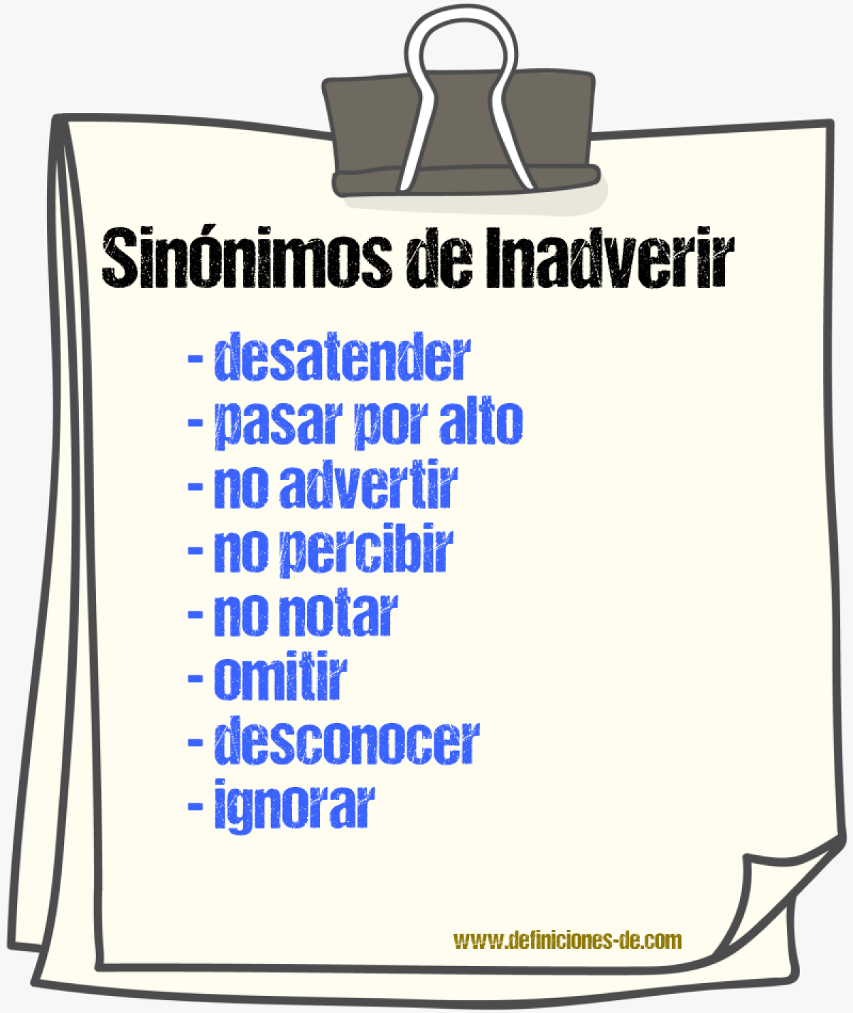 Sinónimos de inadverir