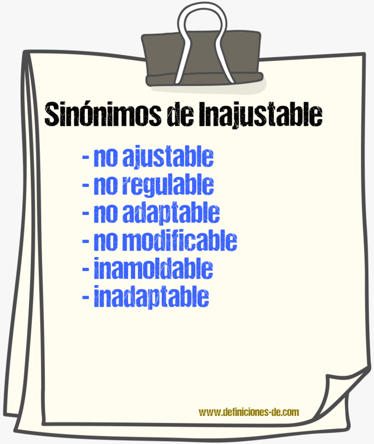 Sinónimos de inajustable