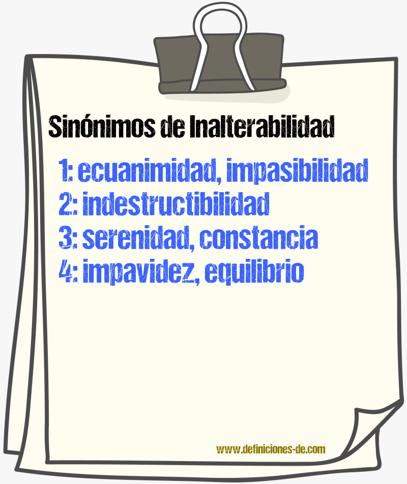 Sinnimos de inalterabilidad