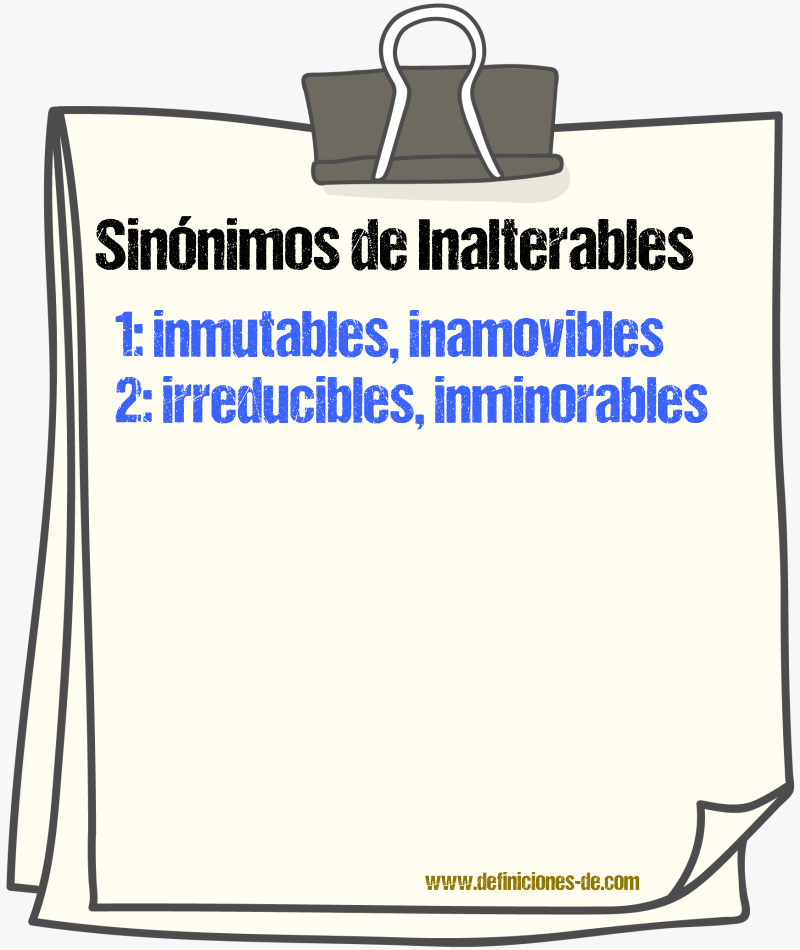 Sinónimos de inalterables