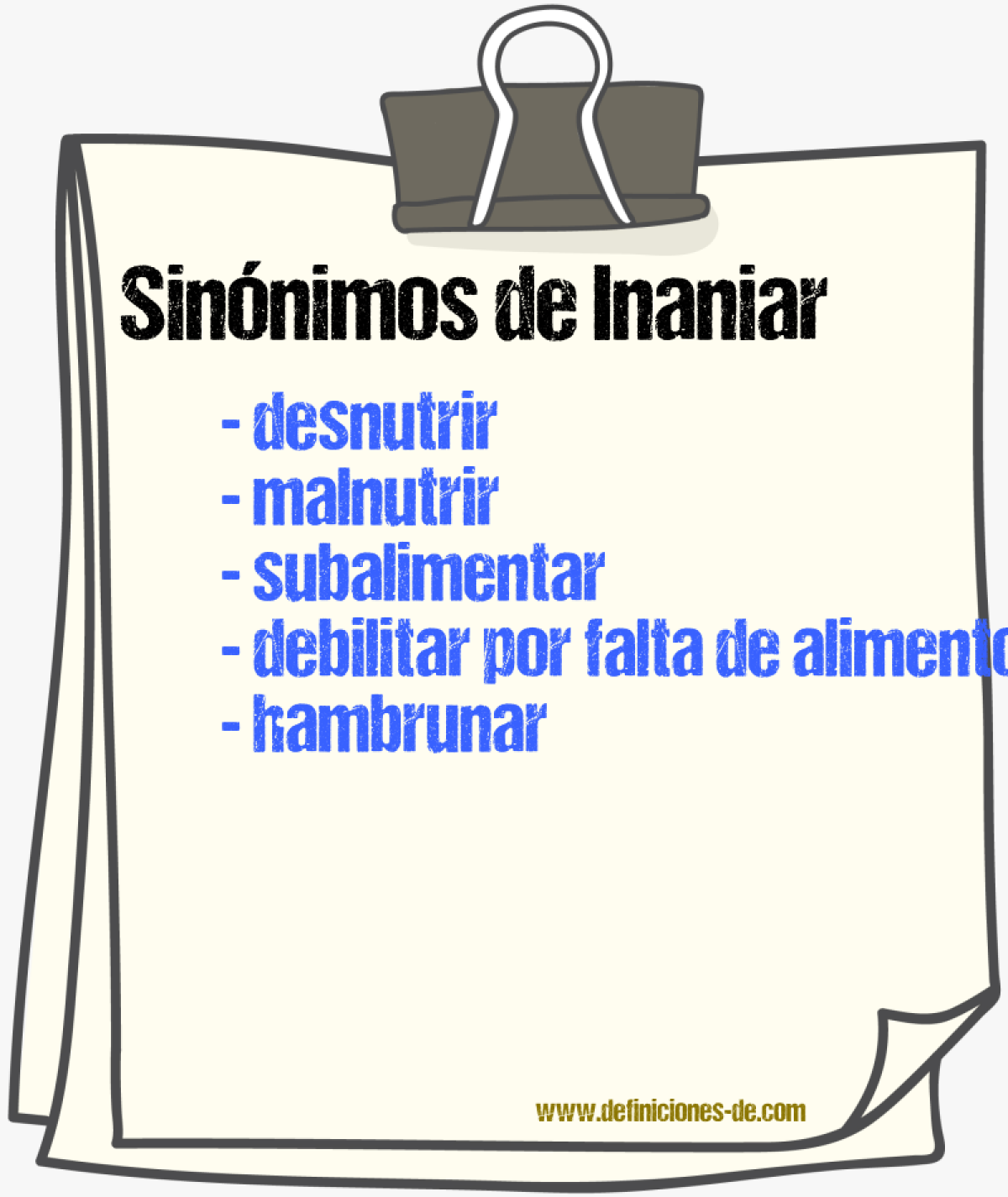 Sinónimos de inaniar