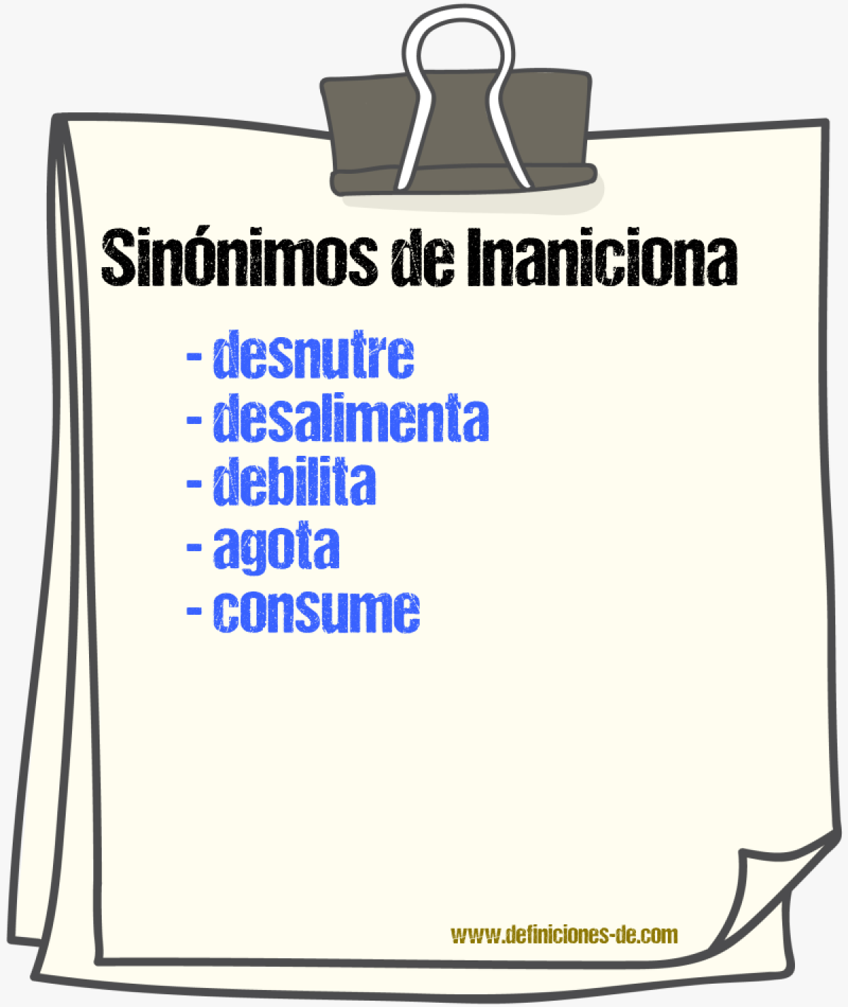 Sinónimos de inaniciona