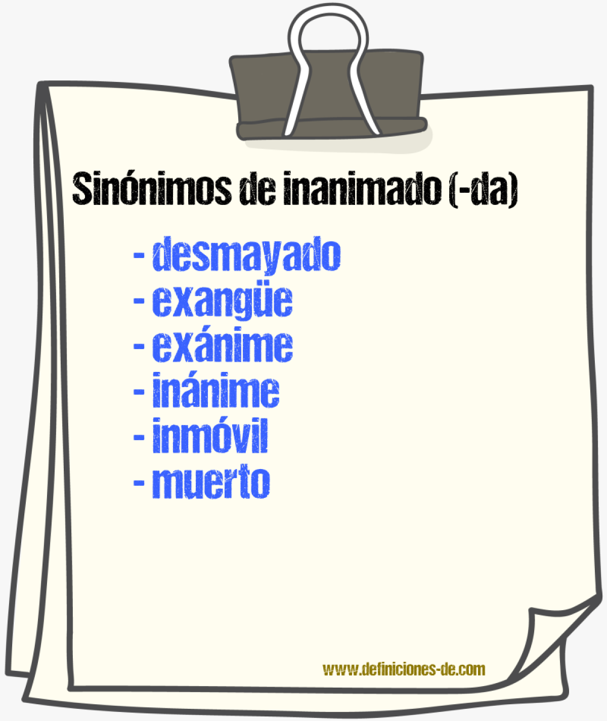 Sinnimos de inanimado