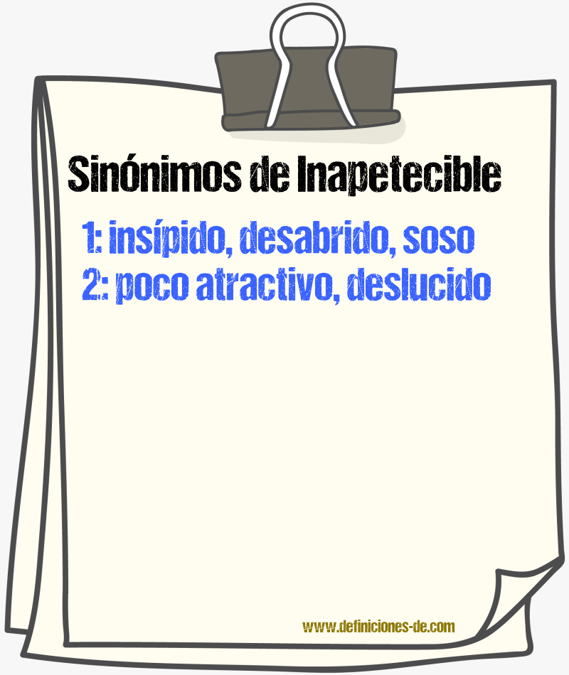Sinónimos de inapetecible