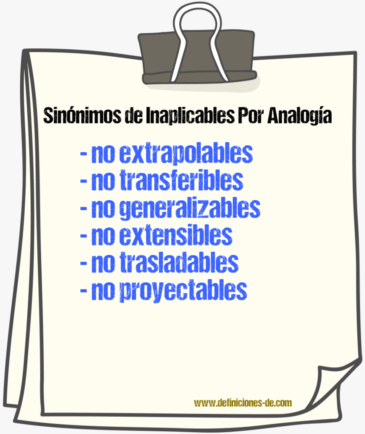 Sinónimos de inaplicables por analogía