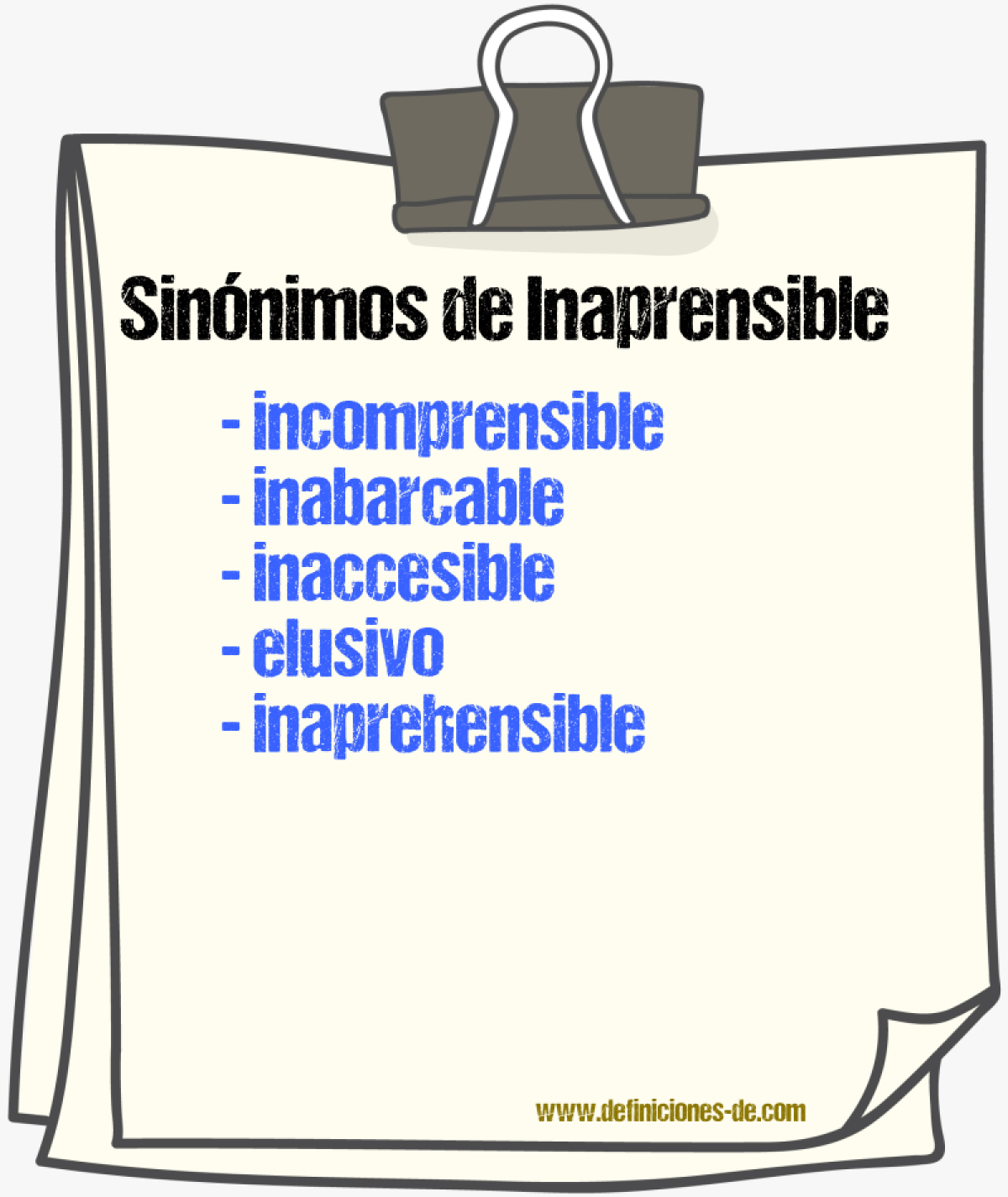 Sinónimos de inaprensible