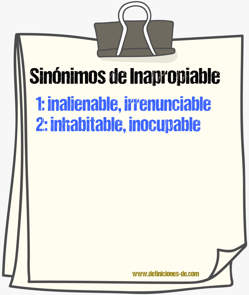 Sinónimos de inapropiable