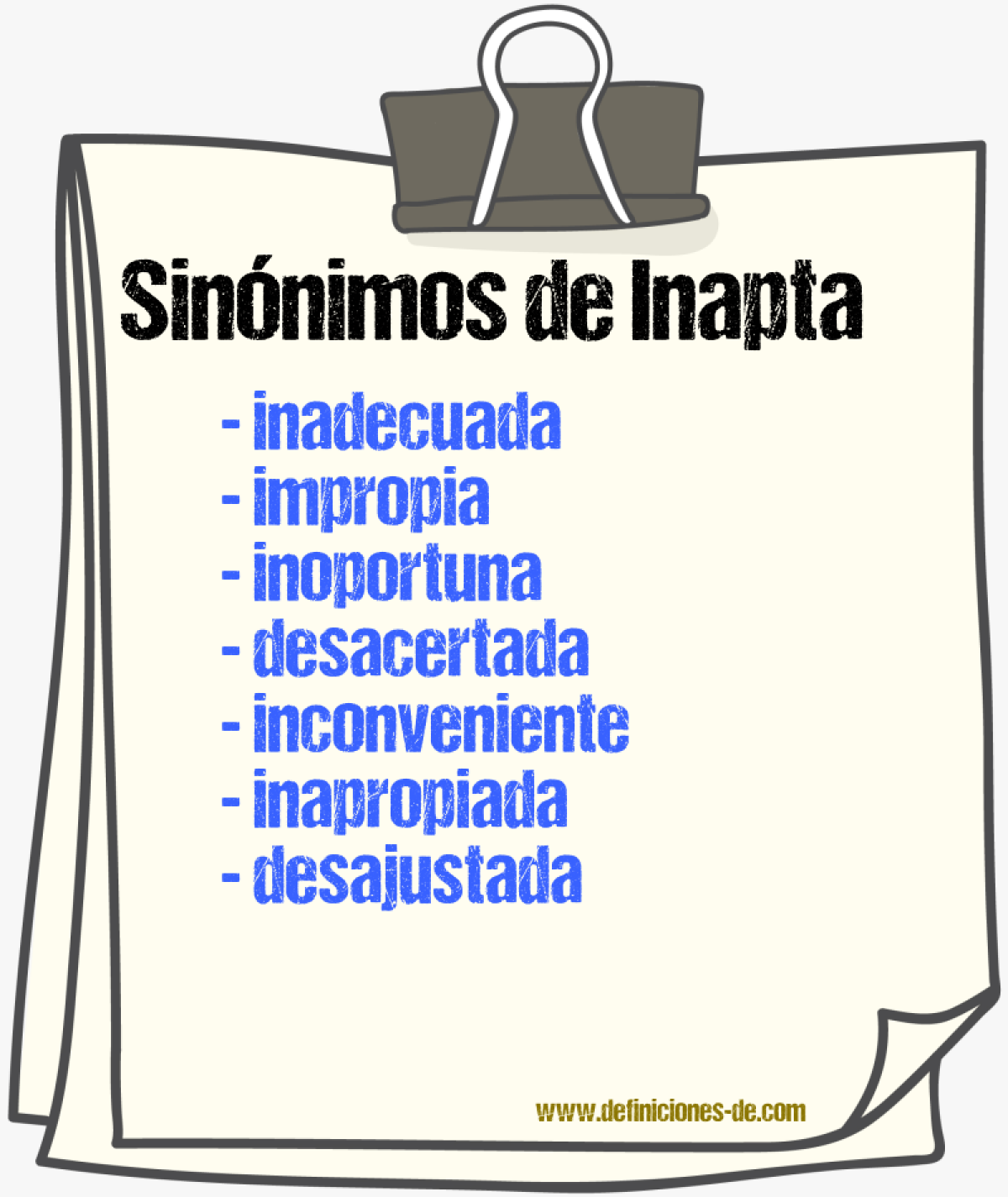 Sinónimos de inapta