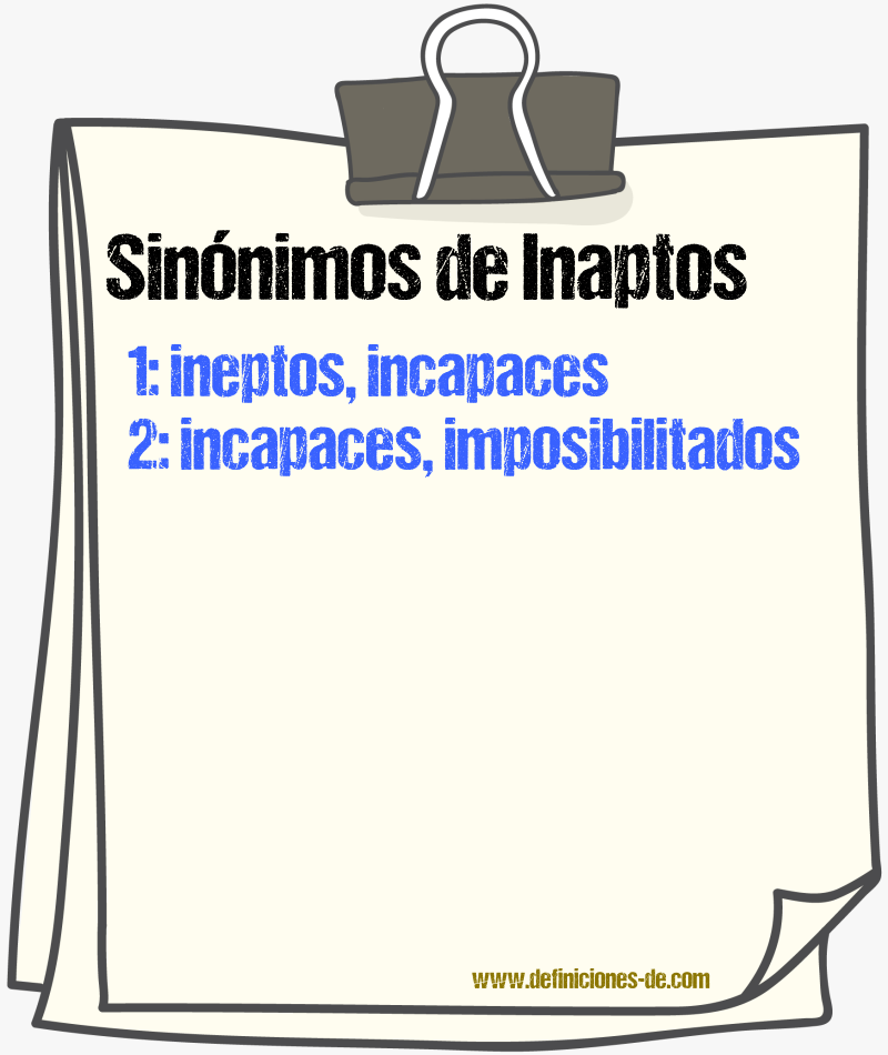 Sinónimos de inaptos