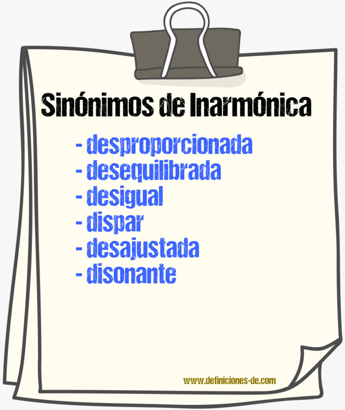 Sinónimos de inarmónica