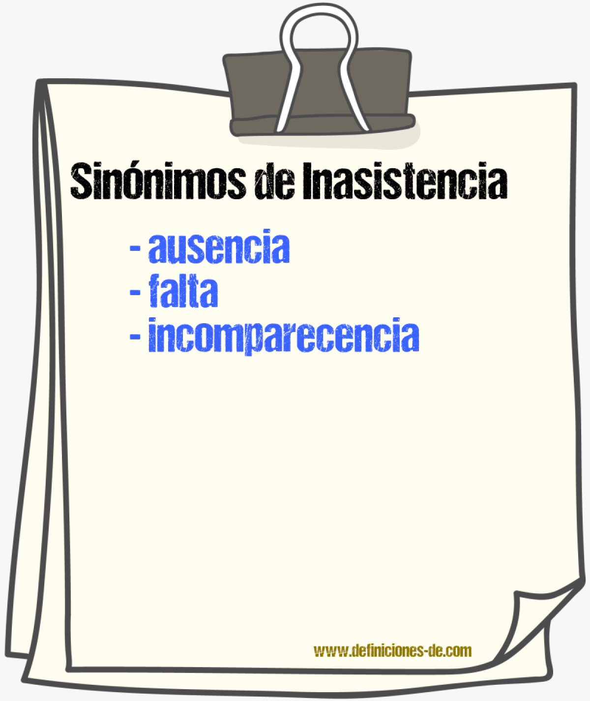 Sinnimos de inasistencia