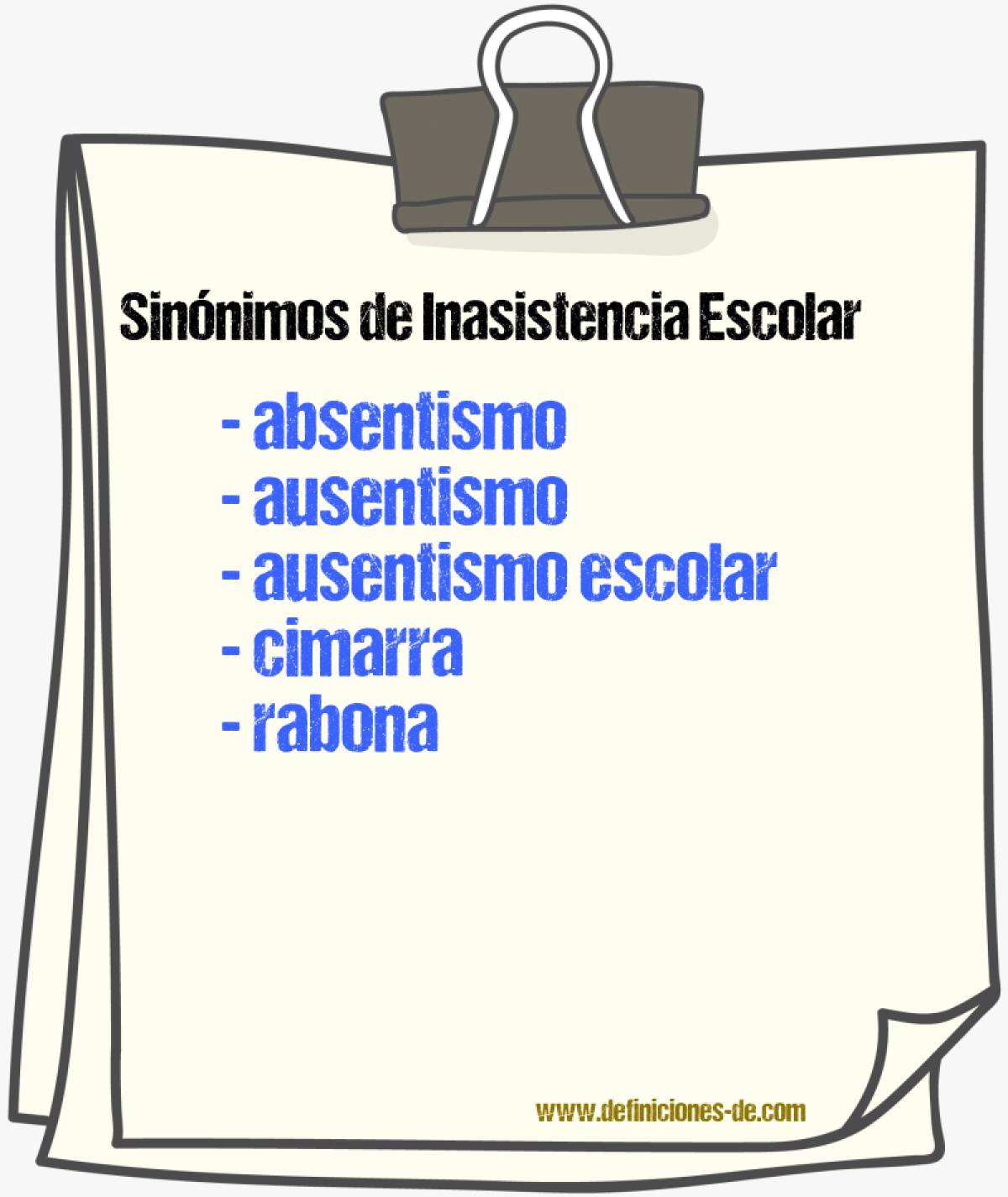 Sinnimos de inasistencia escolar