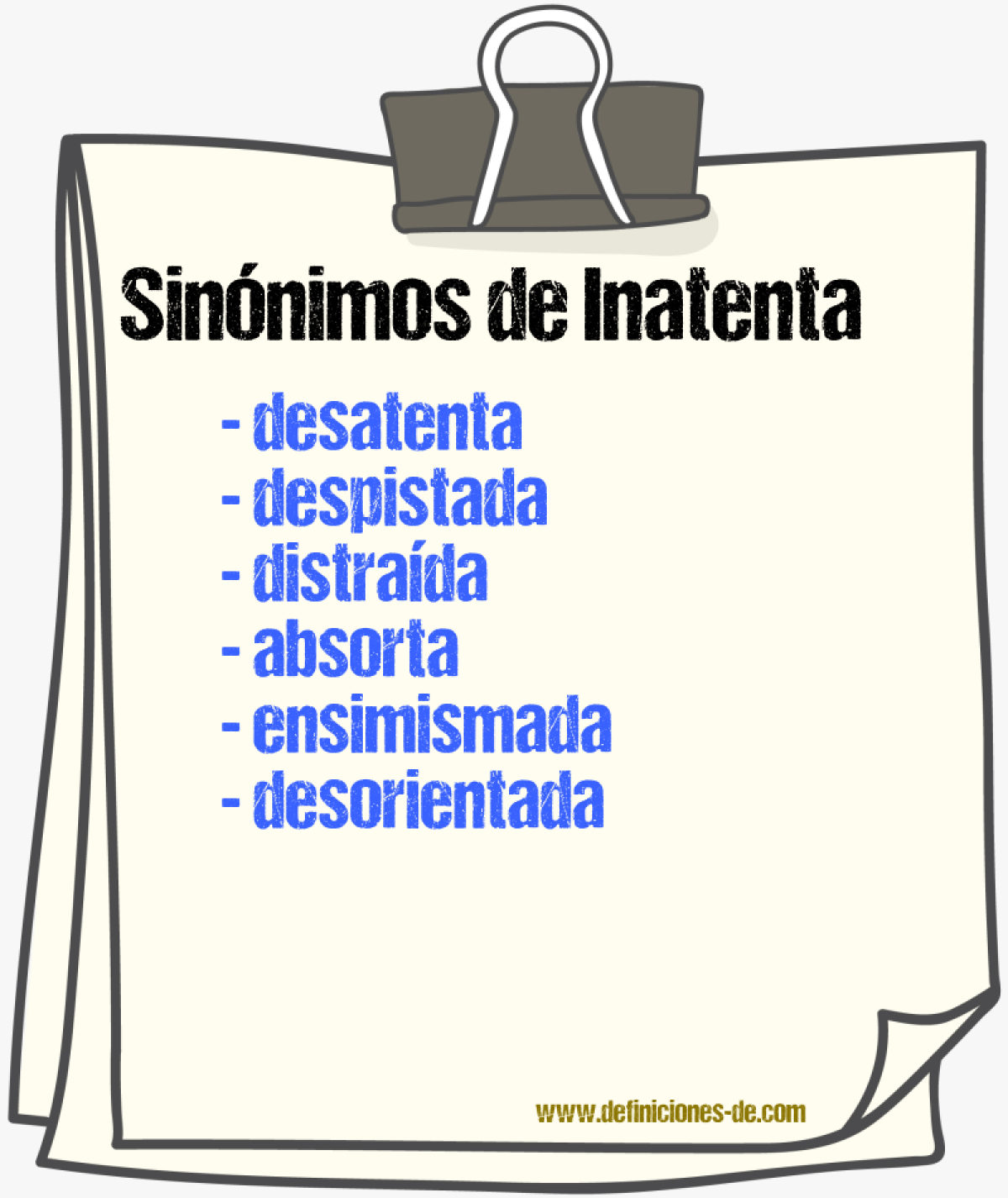 Sinónimos de inatenta