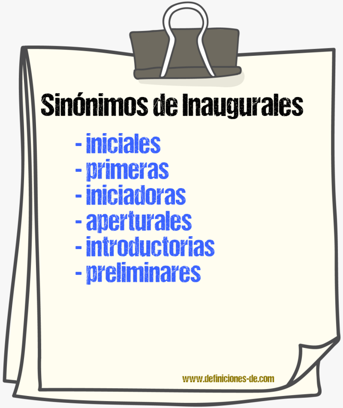 Sinónimos de inaugurales