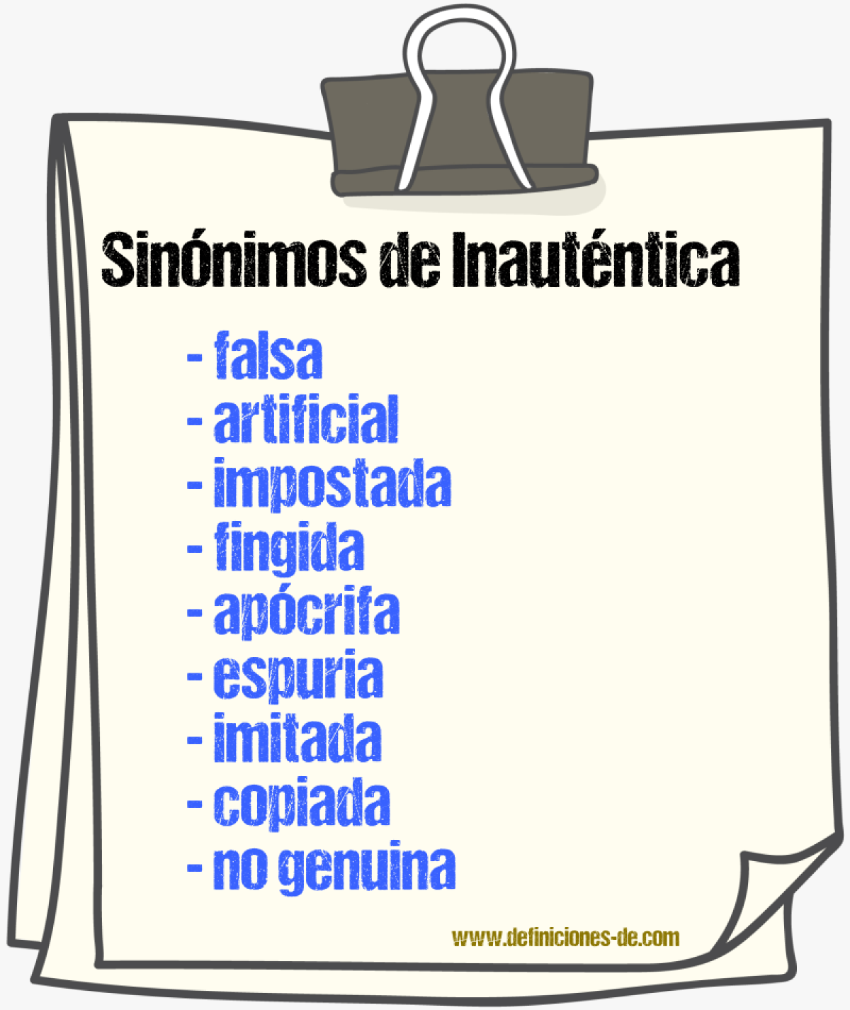 Sinónimos de inauténtica