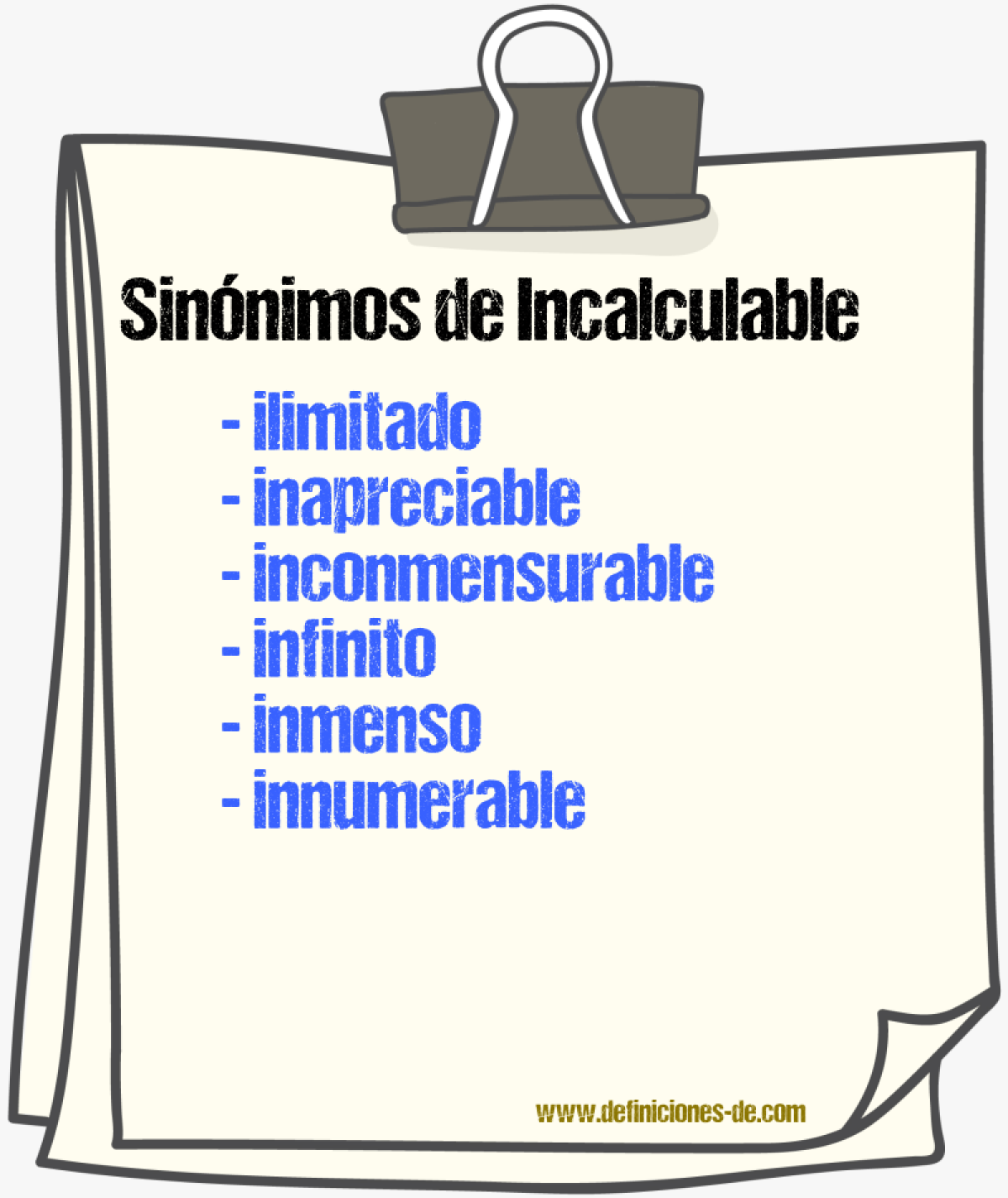 Sinnimos de incalculable