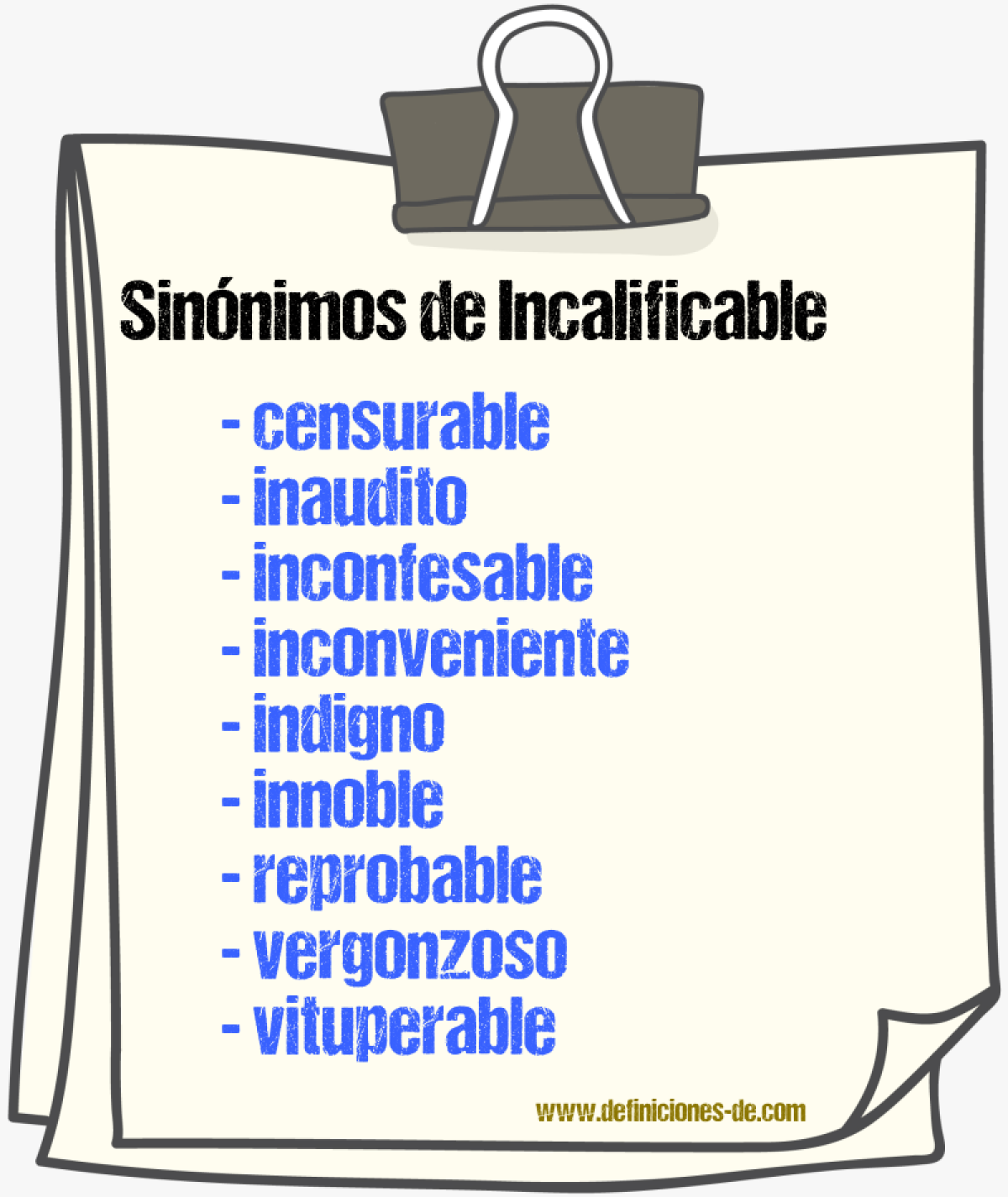 Sinnimos de incalificable