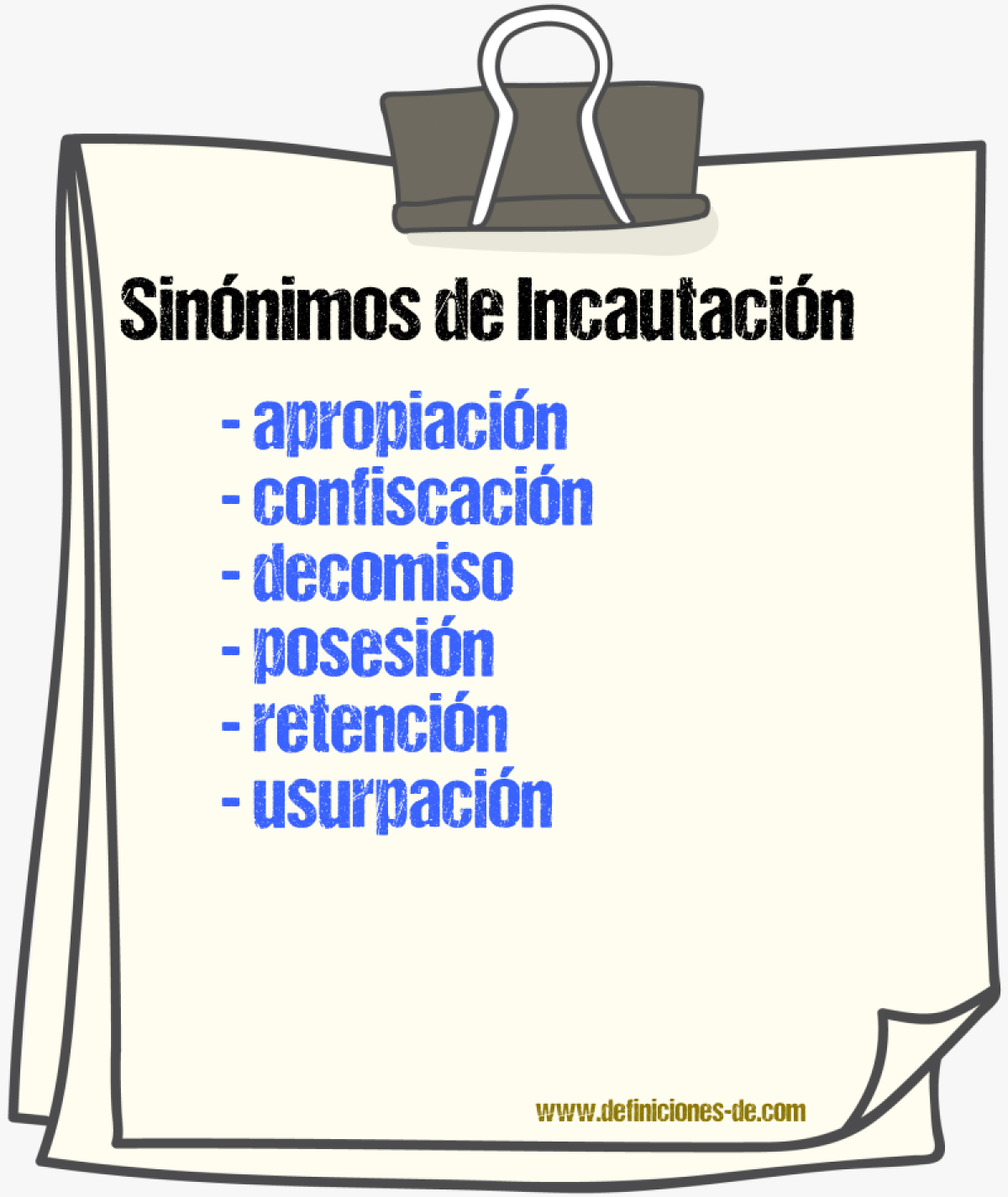 Sinnimos de incautacin