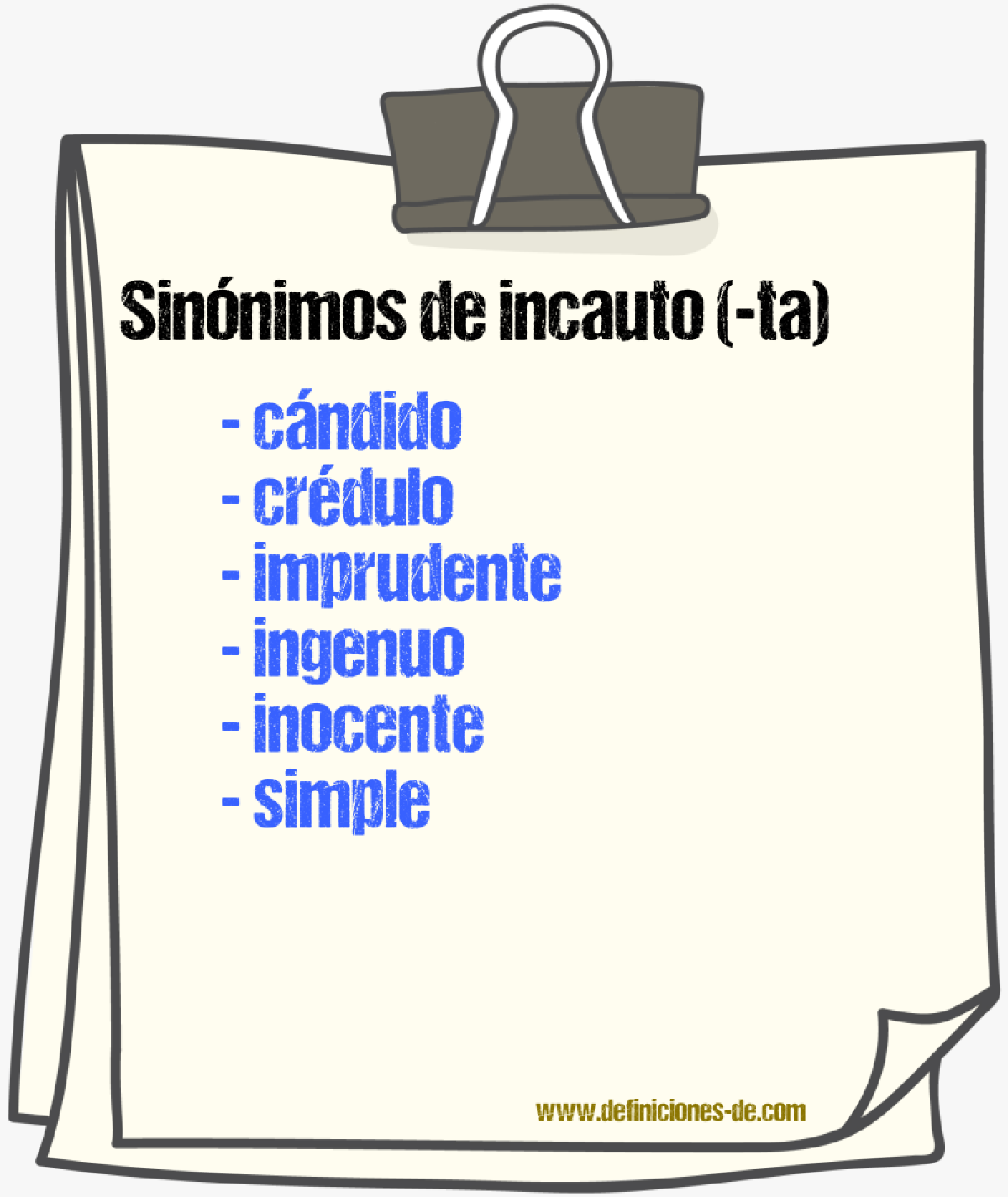 Sinnimos de incauto