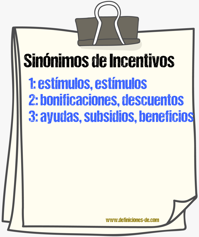 Sinónimos de incentivos
