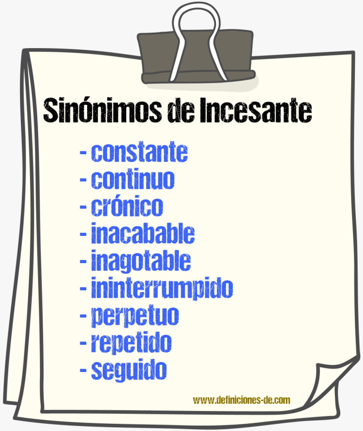 Sinnimos de incesante