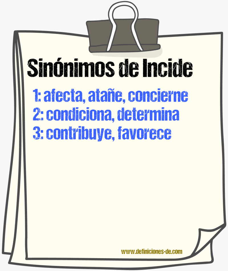 Sinónimos de incide