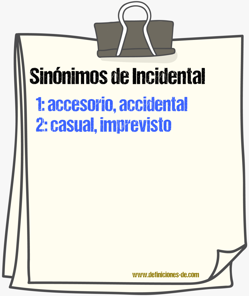 Sinnimos de incidental