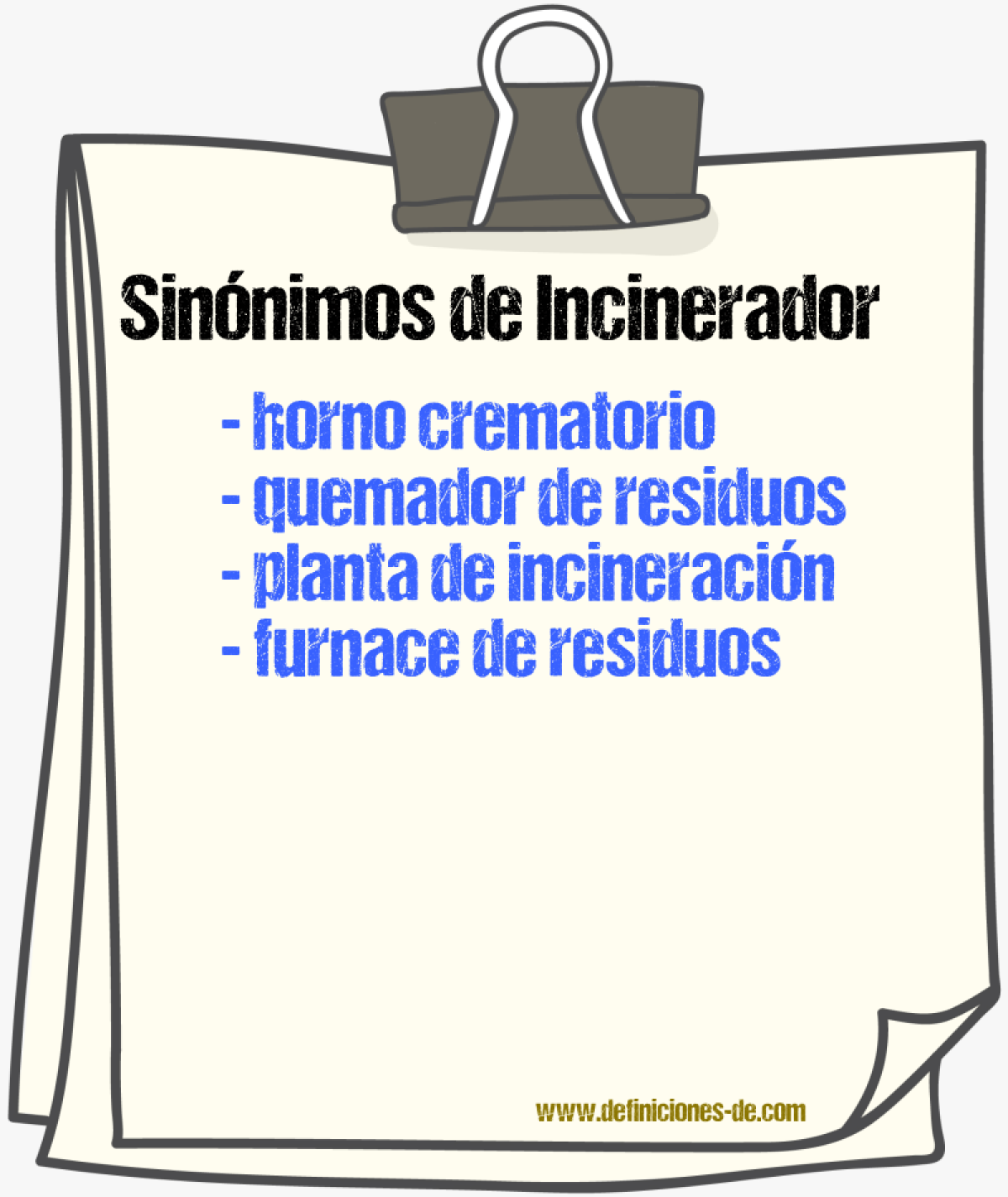 Sinónimos de incinerador