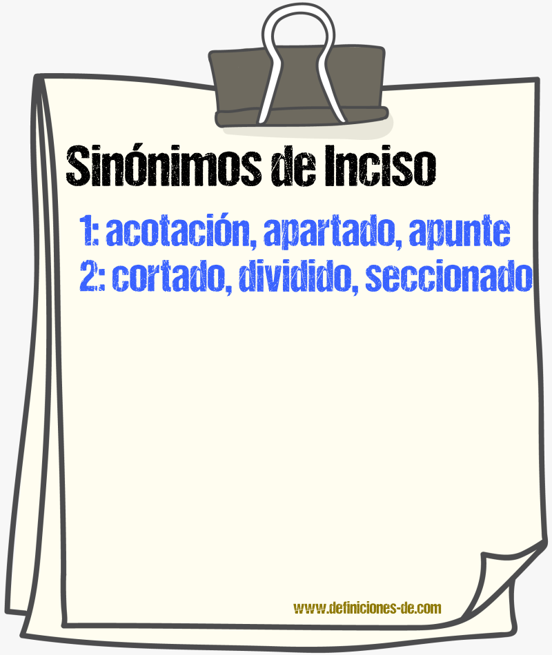 Sinnimos de inciso