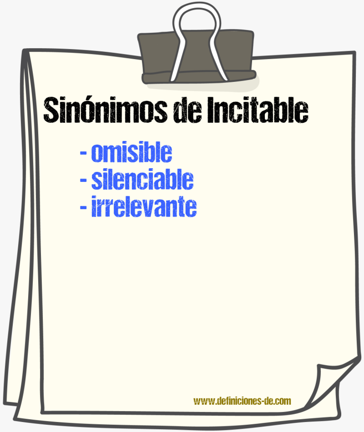 Sinónimos de incitable