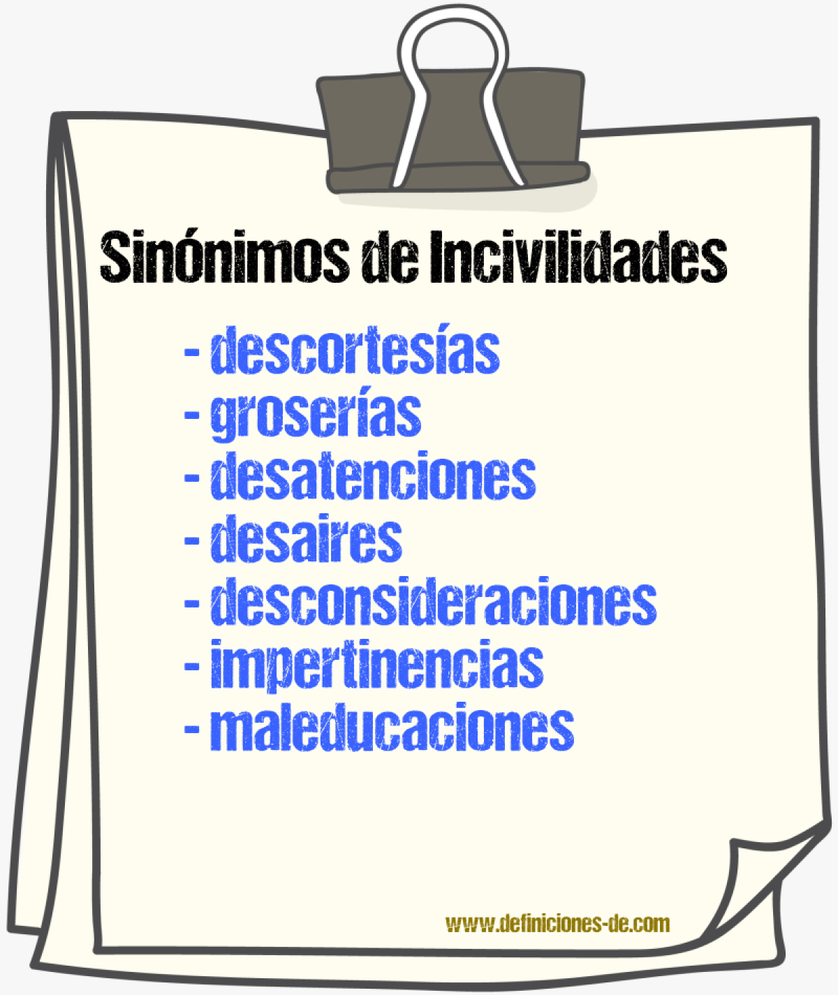 Sinónimos de incivilidades