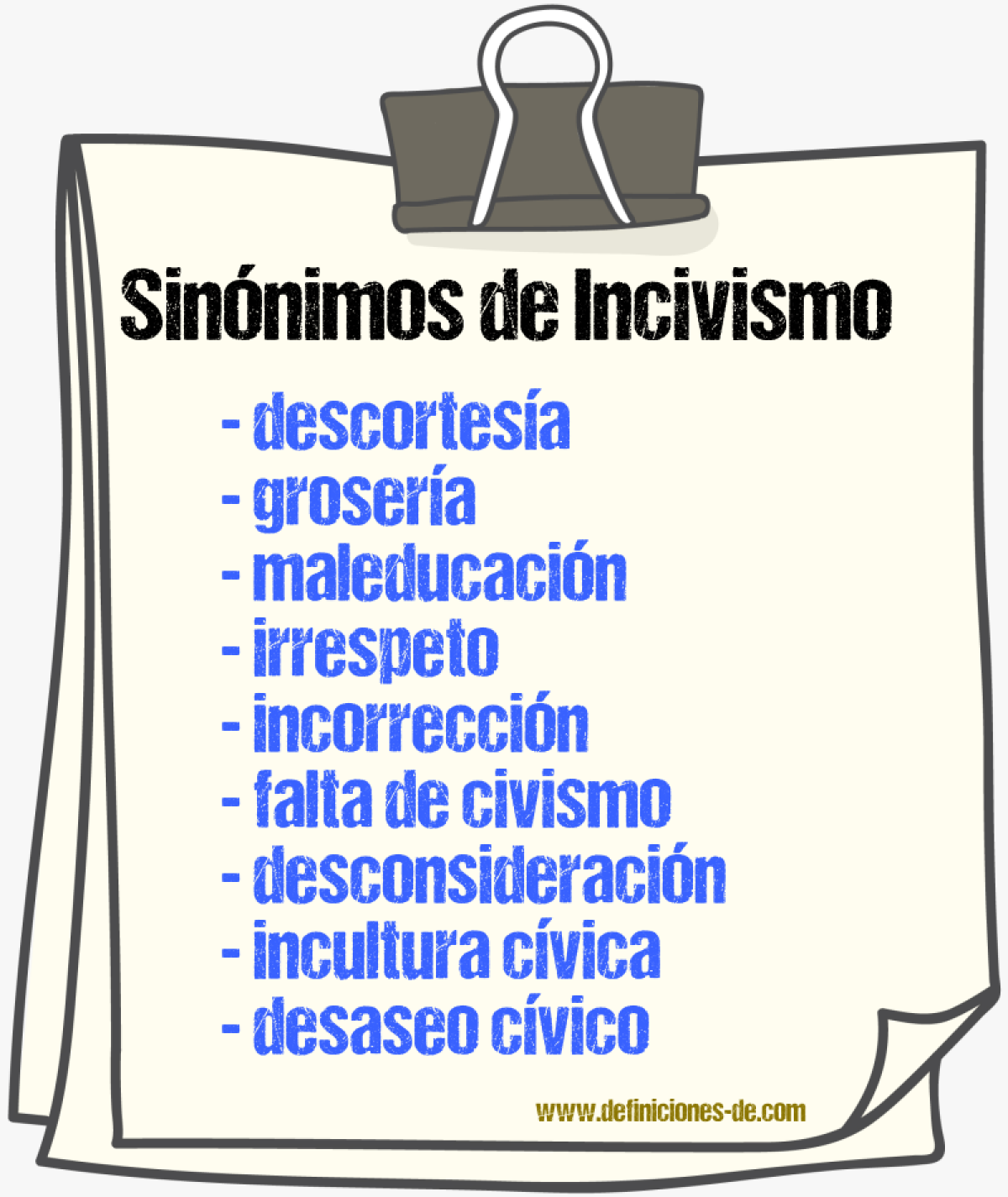 Sinónimos de incivismo
