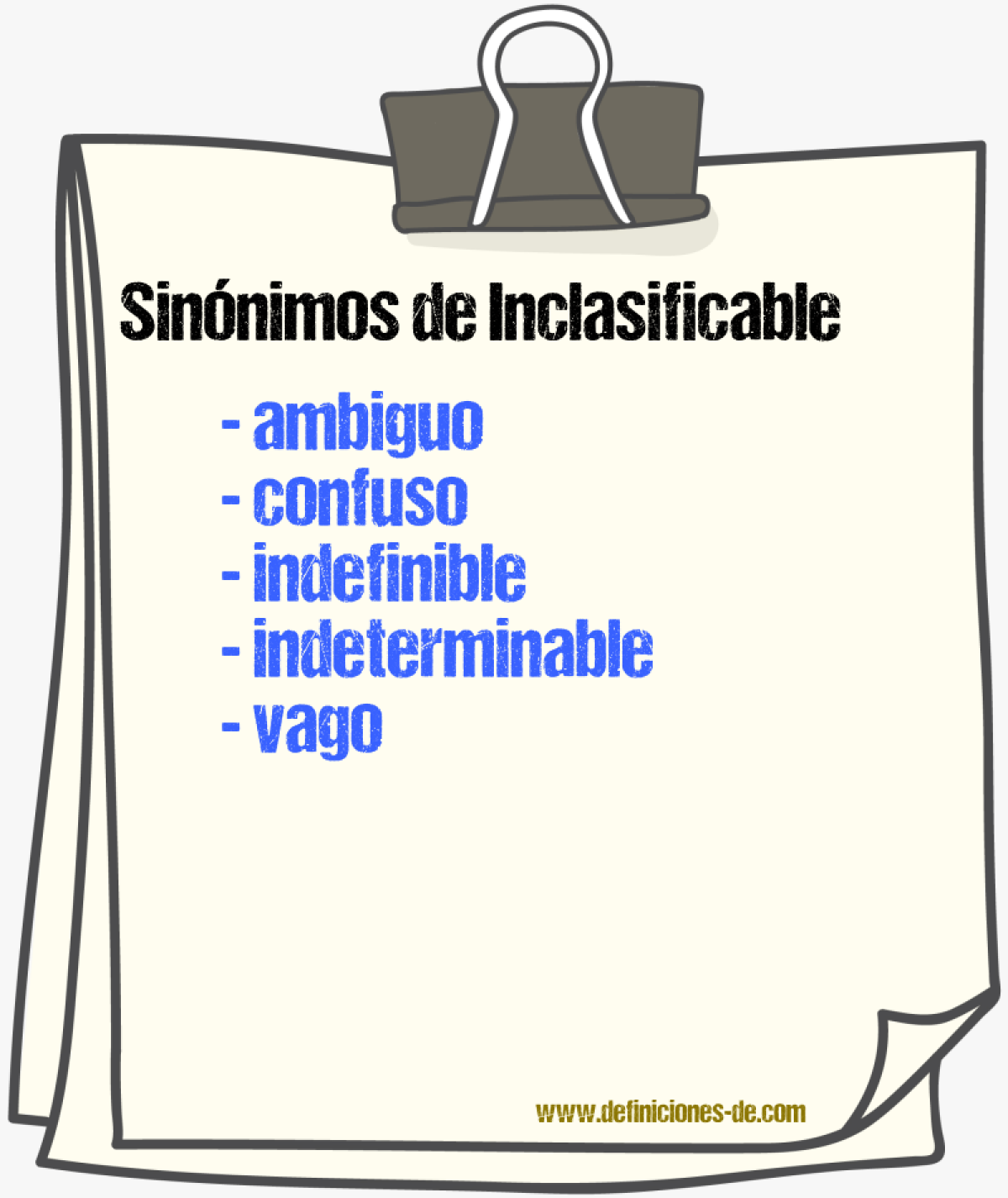 Sinnimos de inclasificable