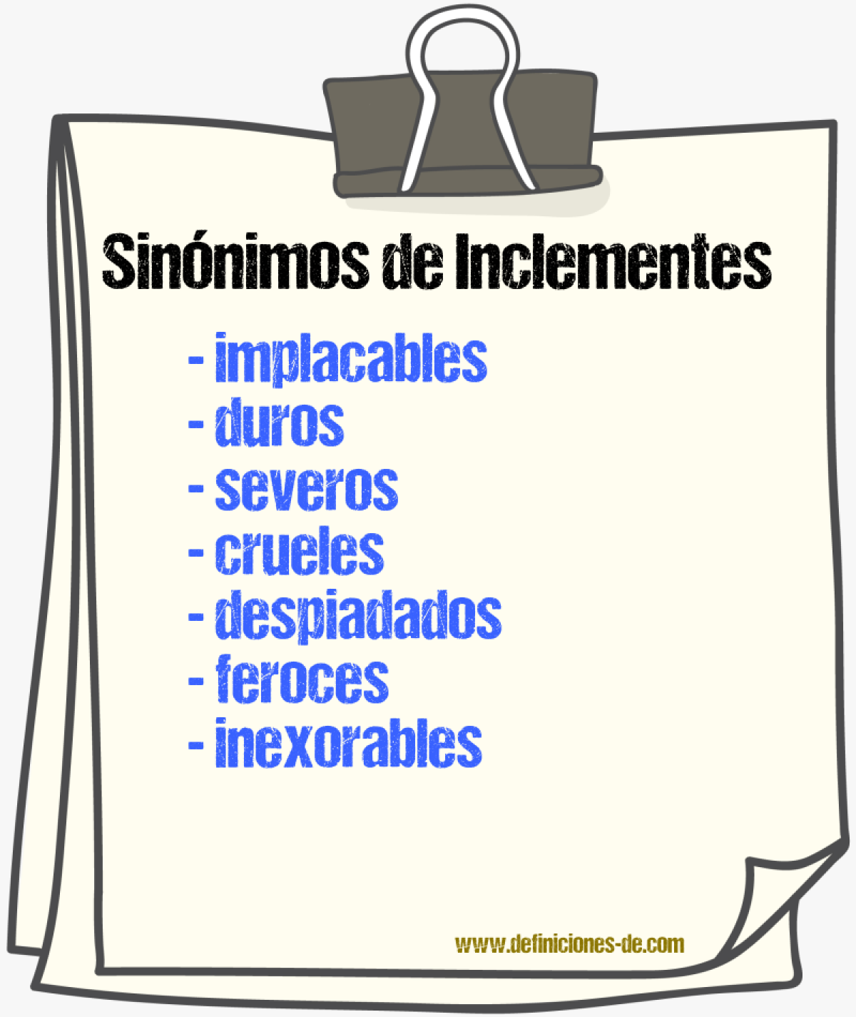 Sinónimos de inclementes