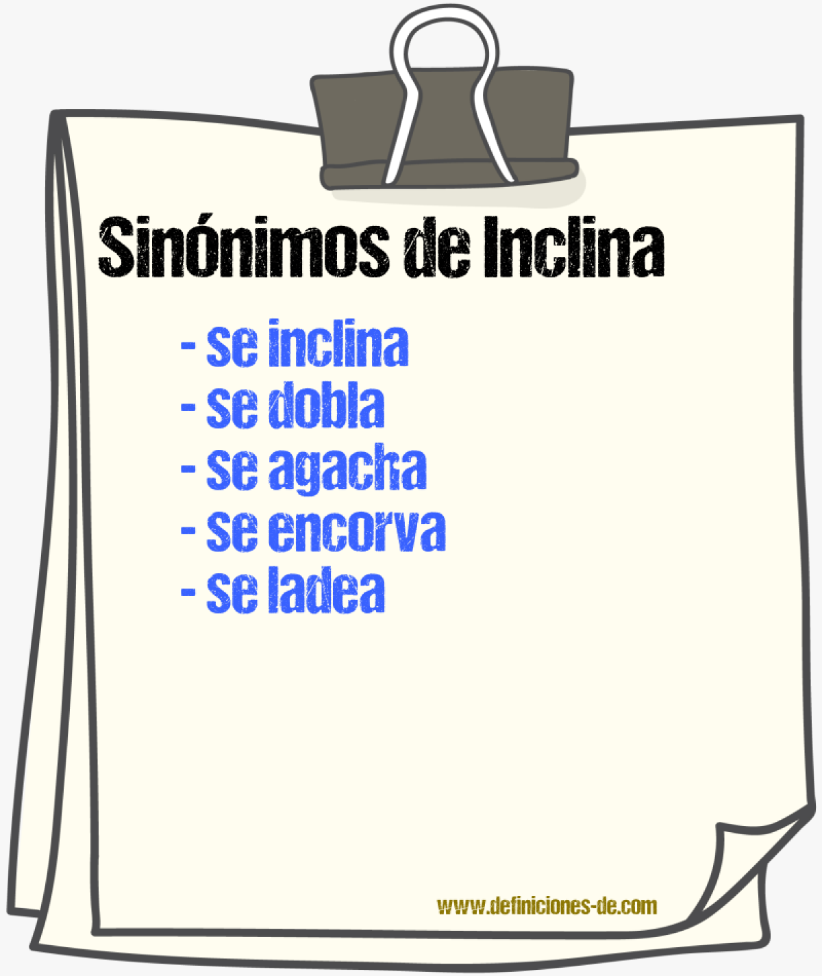 Sinónimos de inclina