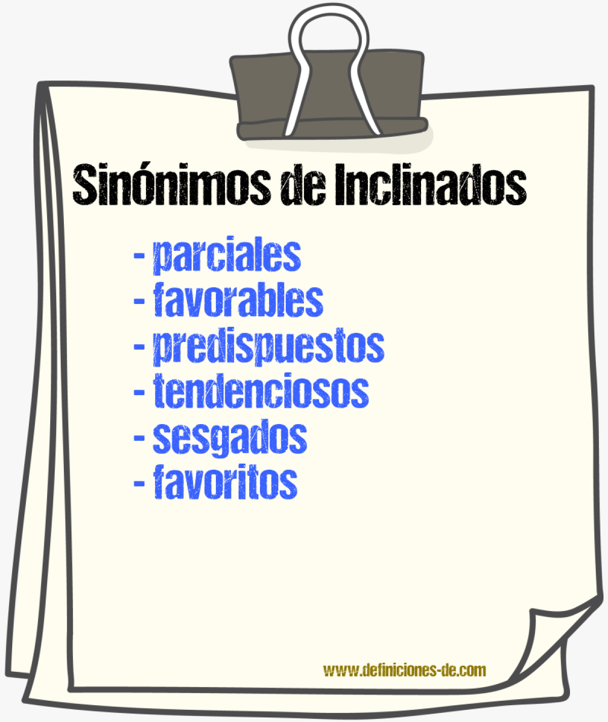 Sinónimos de inclinados