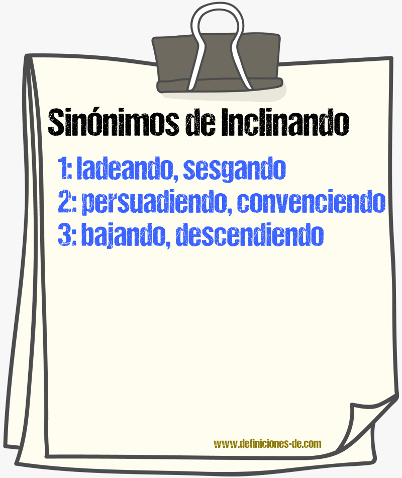 Sinónimos de inclinando