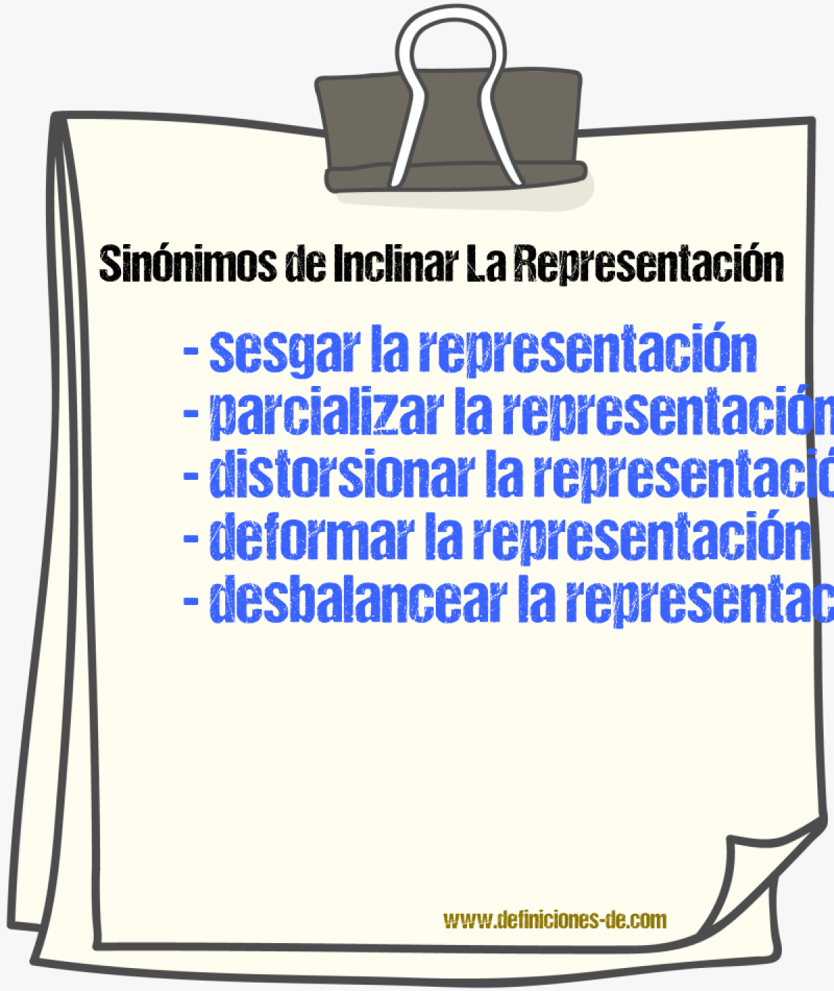 Sinónimos de inclinar la representación
