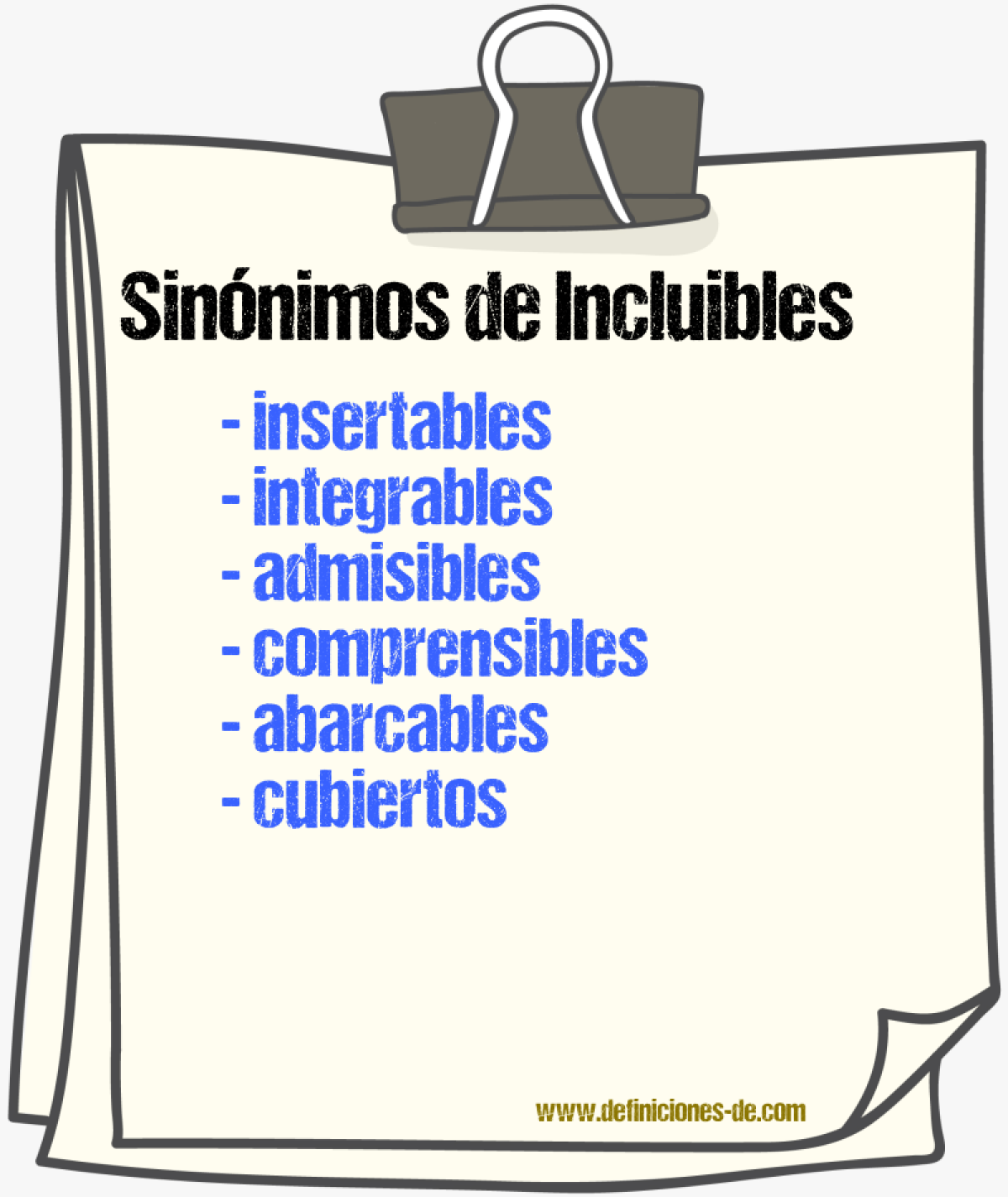 Sinónimos de incluibles