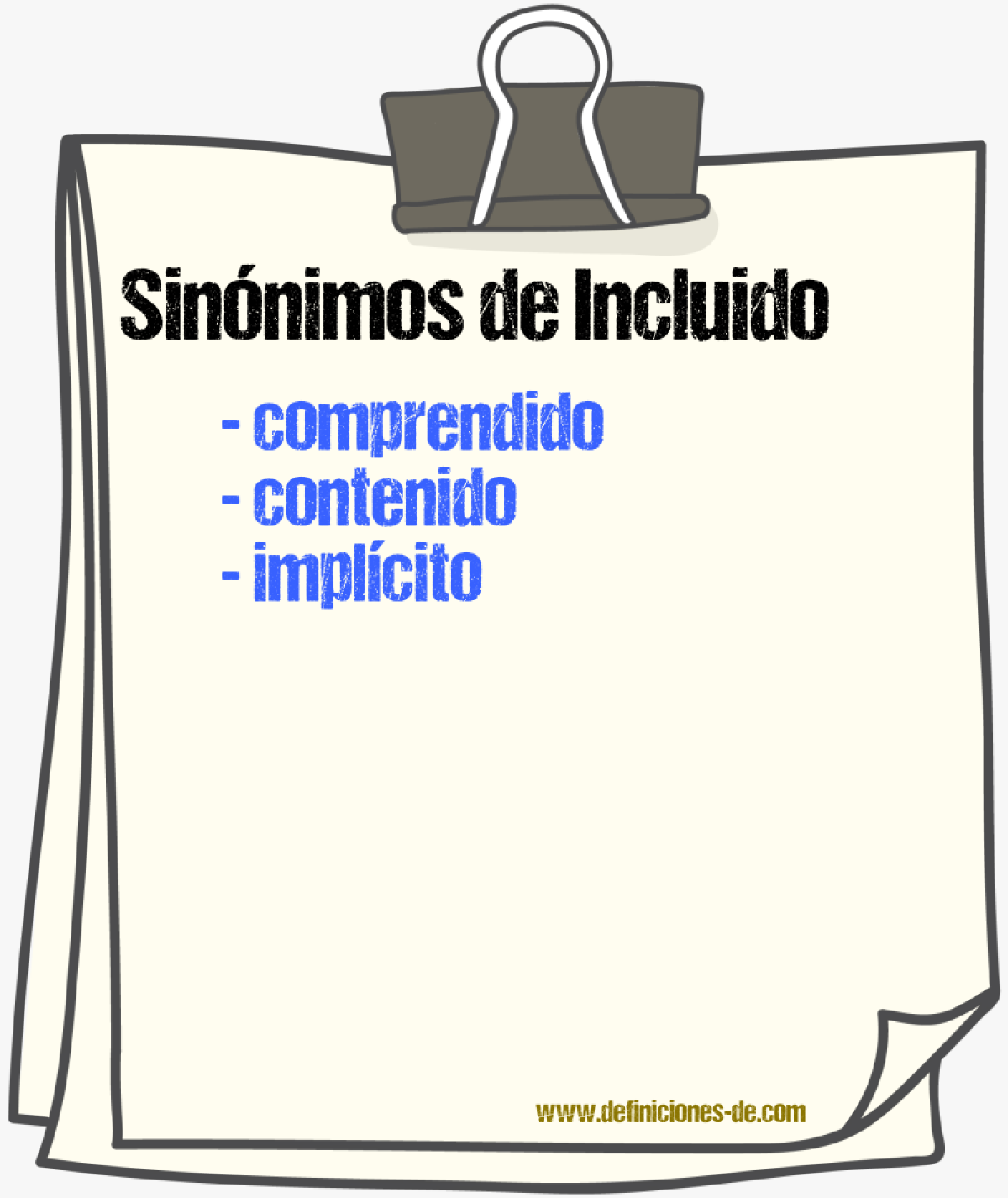 Sinnimos de incluido